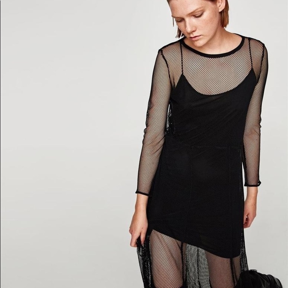 Full Length long sleeve mesh dress